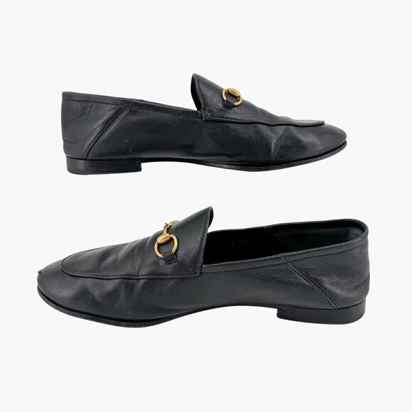 Gucci Brixton Horsebit Flat Loafers Black Leather Size 39 US 9 Women Jordaan - Picture 10 of 15
